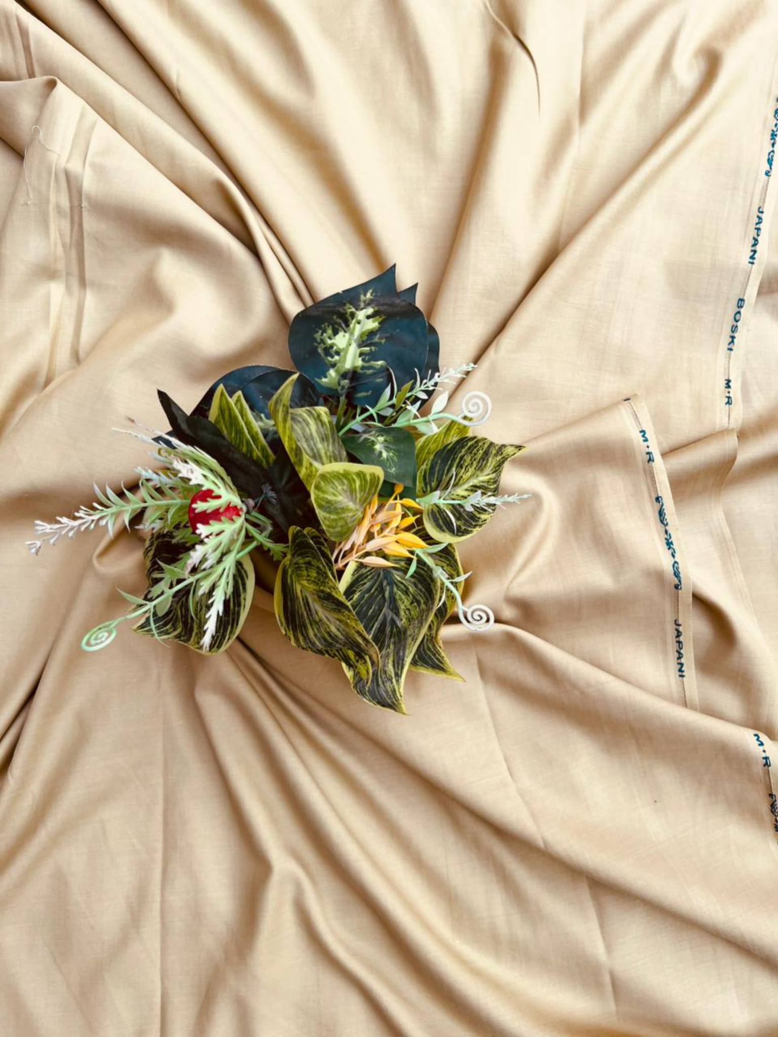 Primary Boski Unstitched Fabric in Desert Sand Beige – Men’s Japani Boski Style Suiting